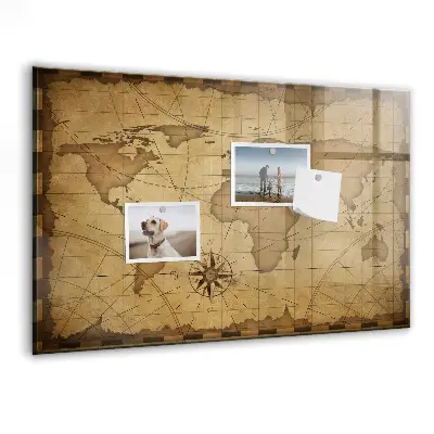 Vintage World Map Magnetic Board