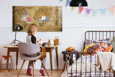 Vintage World Map Magnetic Board