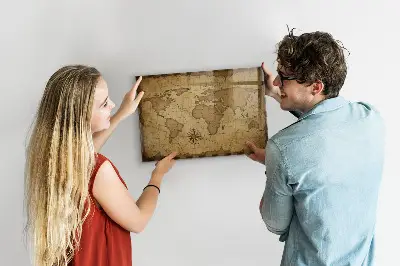 Vintage World Map Magnetic Board