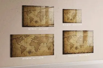 Vintage World Map Magnetic Board