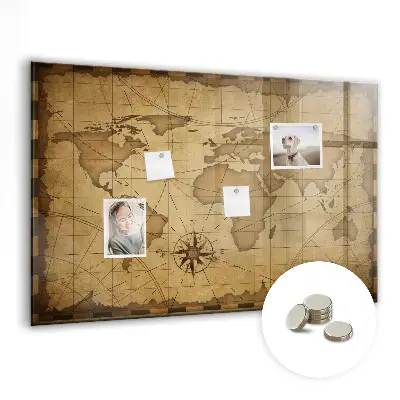 Vintage World Map Magnetic Board