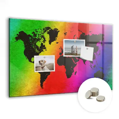 Magnetic Glass World Map Dry Erase Board