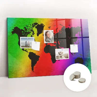 Magnetic Glass World Map Dry Erase Board
