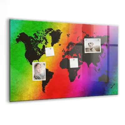 Magnetic Glass World Map Dry Erase Board