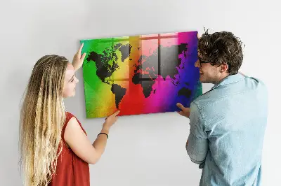 Magnetic Glass World Map Dry Erase Board