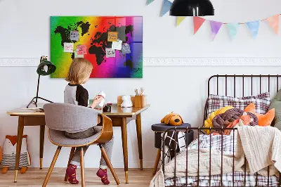 Magnetic Glass World Map Dry Erase Board