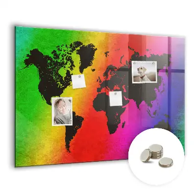 Magnetic Glass World Map Dry Erase Board