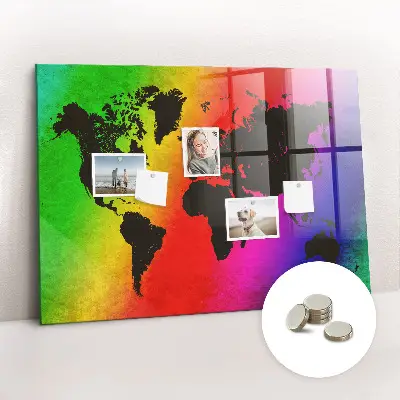 Magnetic Glass World Map Dry Erase Board