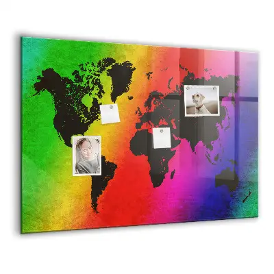Magnetic Glass World Map Dry Erase Board