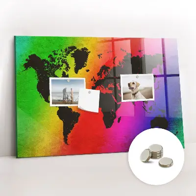Magnetic Glass World Map Dry Erase Board