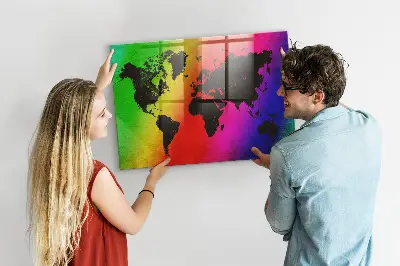 Magnetic Glass World Map Dry Erase Board