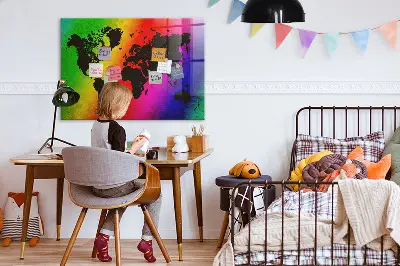 Magnetic Glass World Map Dry Erase Board
