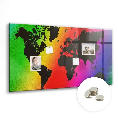 Magnetic Glass World Map Dry Erase Board