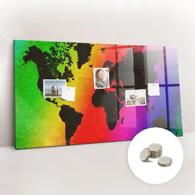Magnetic Glass World Map Dry Erase Board