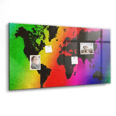 Magnetic Glass World Map Dry Erase Board