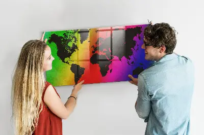 Magnetic Glass World Map Dry Erase Board