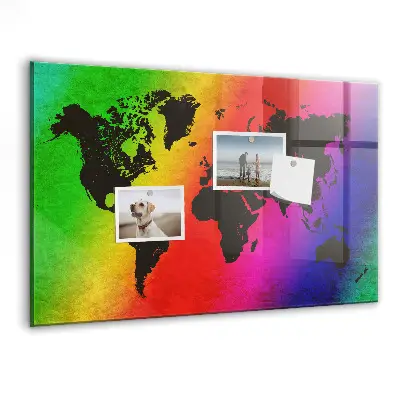 Magnetic Glass World Map Dry Erase Board