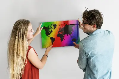 Magnetic Glass World Map Dry Erase Board