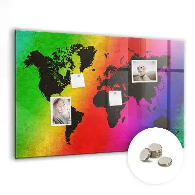 Magnetic Glass World Map Dry Erase Board