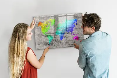 Magnetic wall board World map