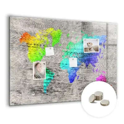 Magnetic wall board World map