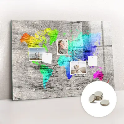 Magnetic wall board World map
