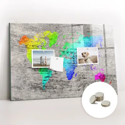 Magnetic wall board World map