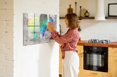 Magnetic wall board World map