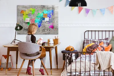 Magnetic wall board World map