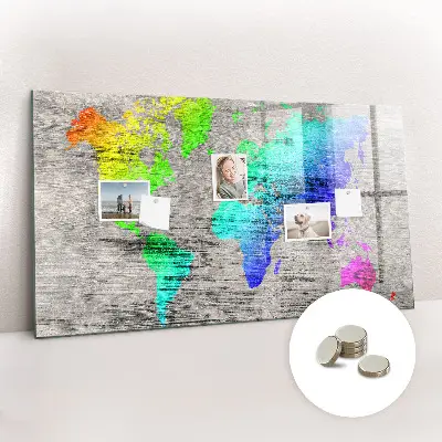 Magnetic wall board World map