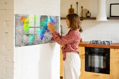 Magnetic wall board World map