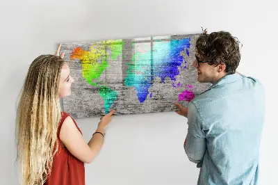 Magnetic wall board World map