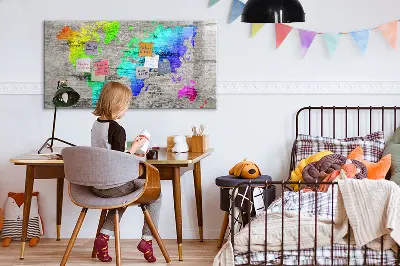 Magnetic wall board World map