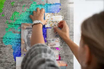 Magnetic wall board World map