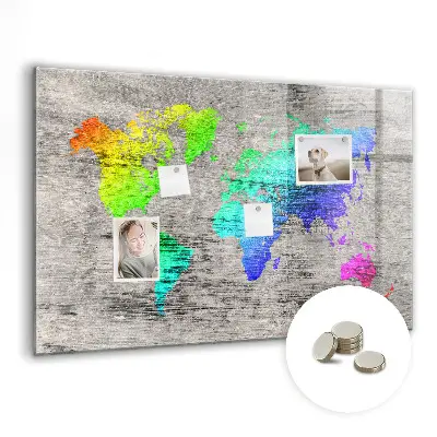 Magnetic wall board World map