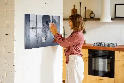 Magnetic World Map Glass Dry Erase Board