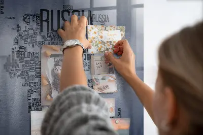Magnetic World Map Glass Dry Erase Board
