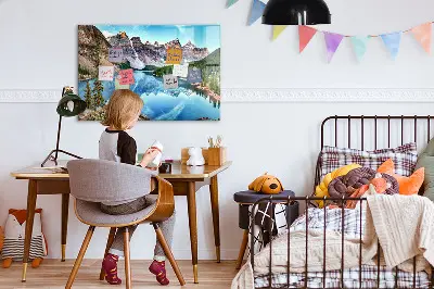 Mountain landscape magnetic wall board