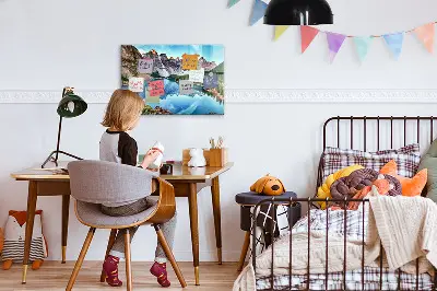 Mountain landscape magnetic wall board