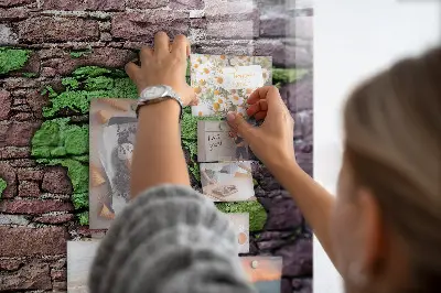 Magnetic glass dry erase board featuring a brick world map design