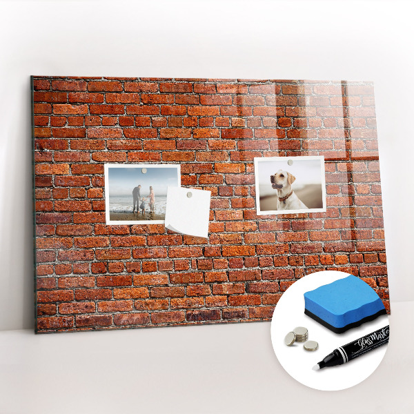 Glass dry erase board magnetic Old brick wall