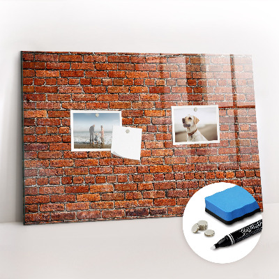 Glass dry erase board magnetic Old brick wall