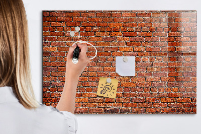 Glass dry erase board magnetic Old brick wall