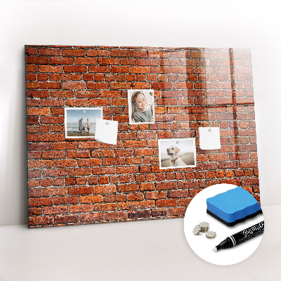 Glass dry erase board magnetic Old brick wall