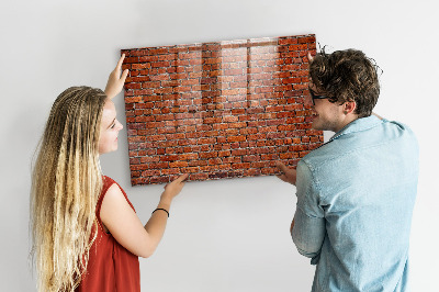 Glass dry erase board magnetic Old brick wall