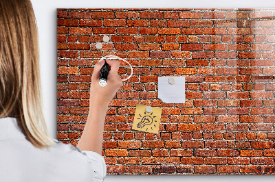 Glass dry erase board magnetic Old brick wall