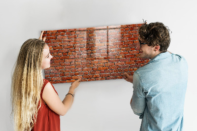 Glass dry erase board magnetic Old brick wall