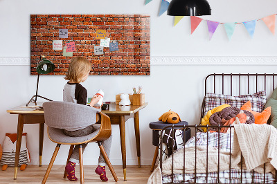 Glass dry erase board magnetic Old brick wall