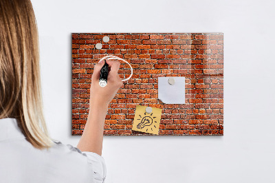 Glass dry erase board magnetic Old brick wall