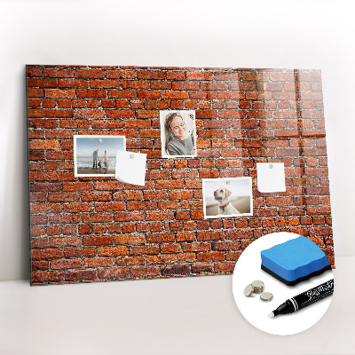 Glass dry erase board magnetic Old brick wall
